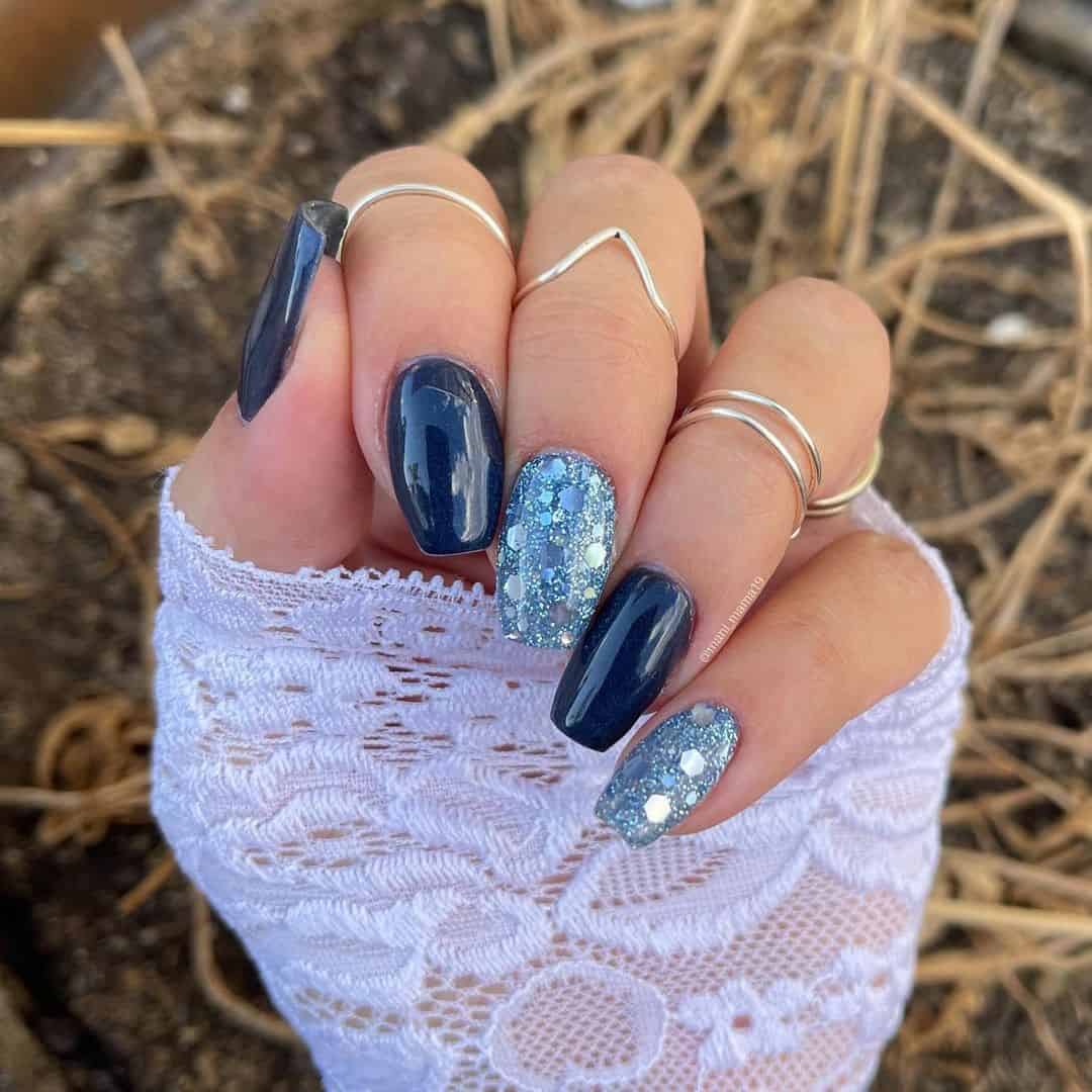 Blue Nail Designs With Glitter