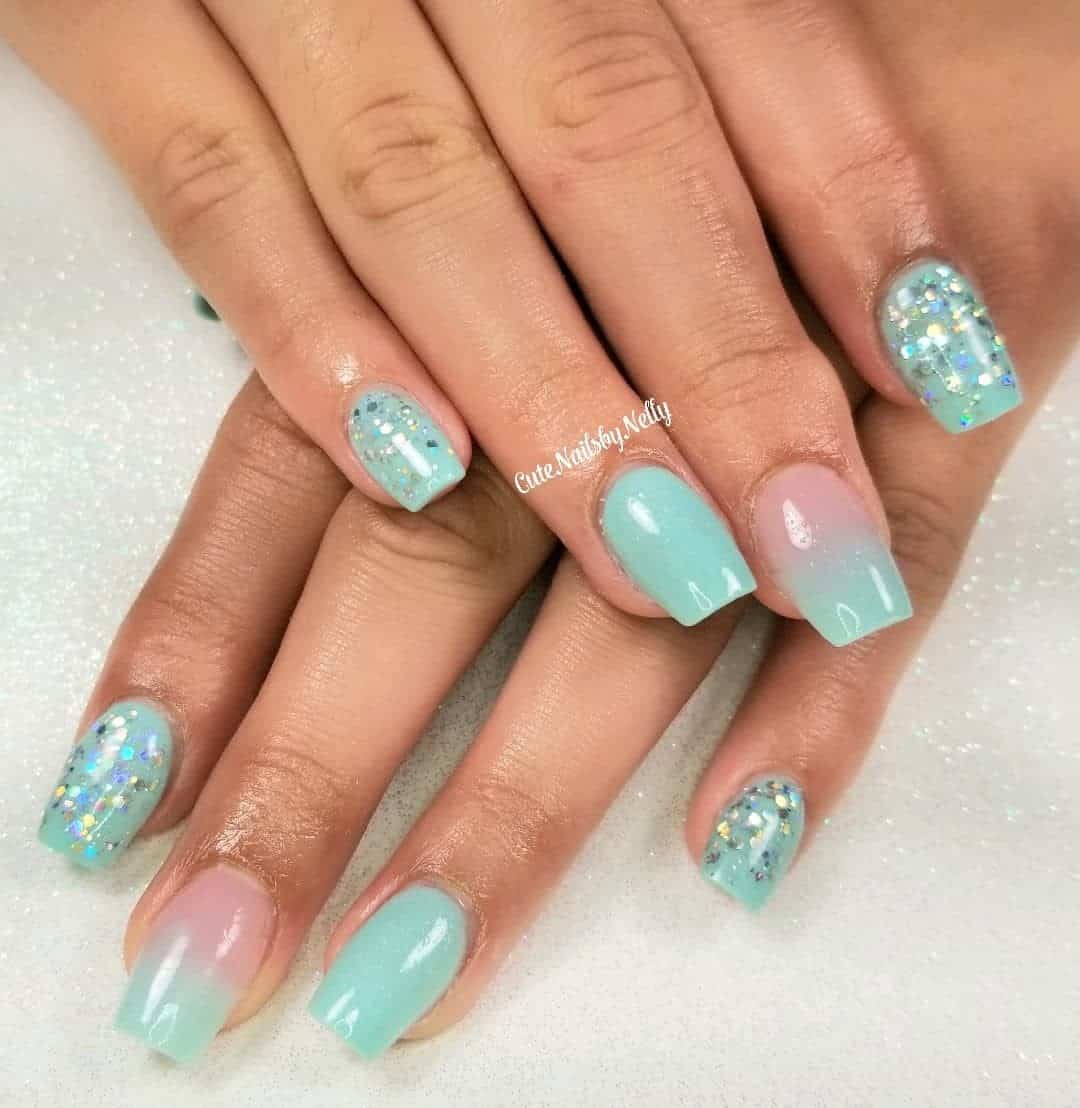 Blue Nails With Gorgeous Glitter