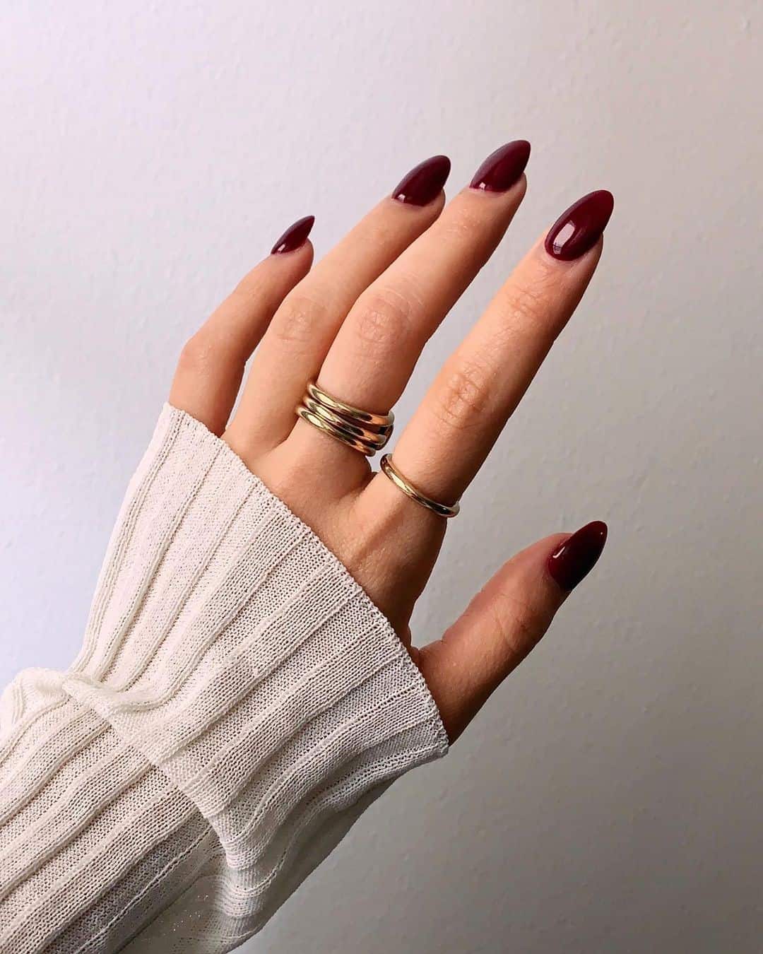 Bright Red Burgundy Nails 