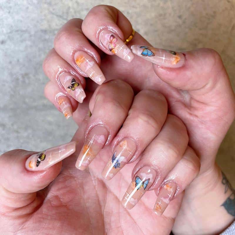 36 Butterfly Nail Designs Ideas That Will Make Your Heart Twinkle 20 Butterflies and Clouds