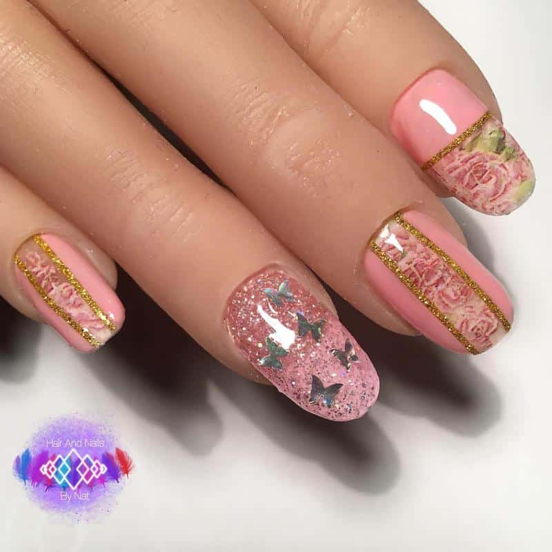 Butterfly Glitter Nails