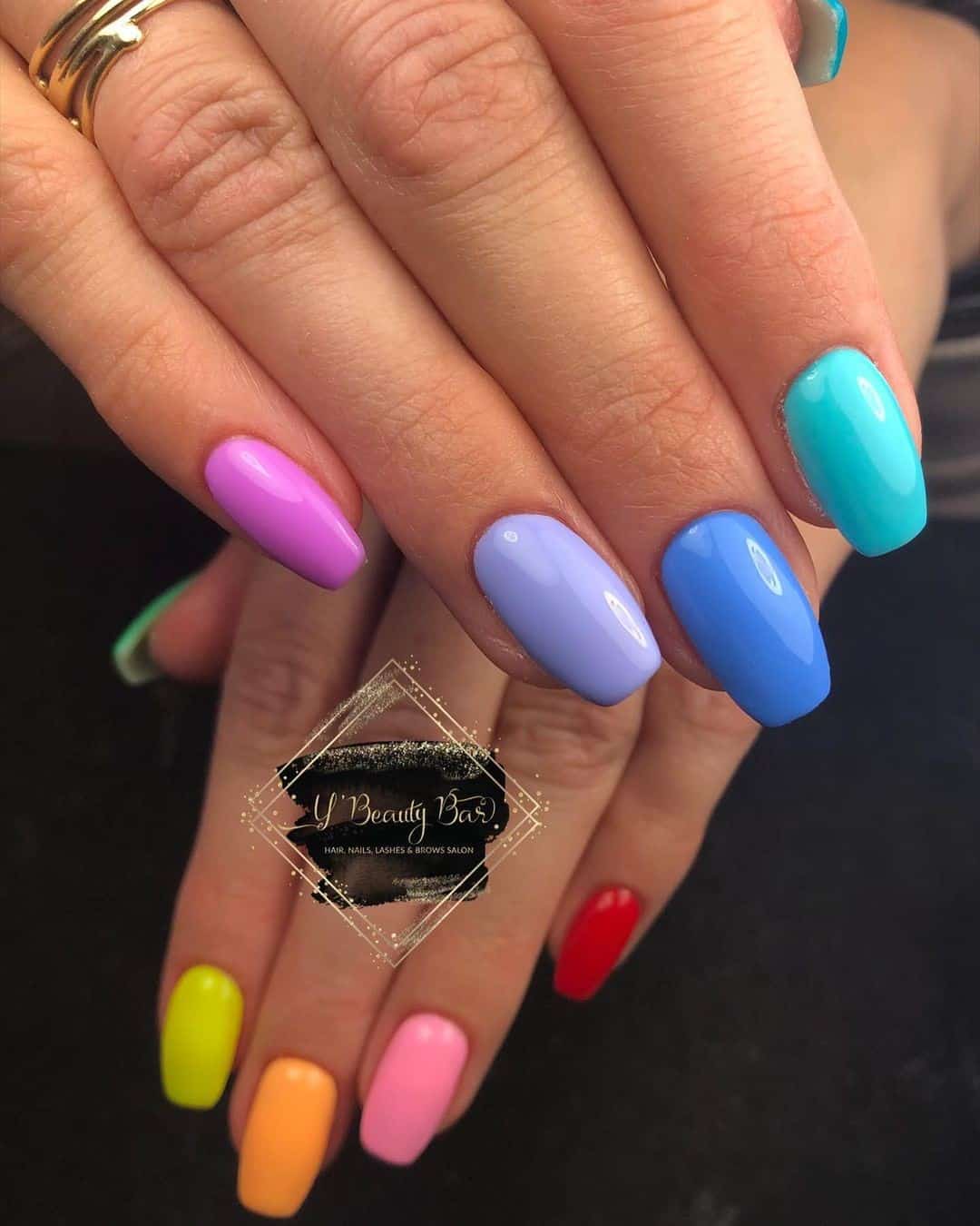 Classy Rainbow Nails