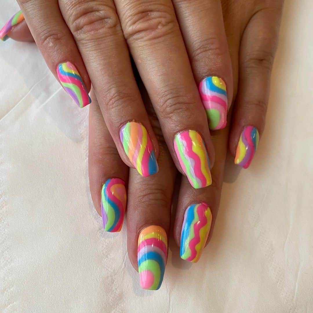 Top 30 Beautiful Rainbow Nail Design Ideas 2022 21 Coffin Candy Rainbow Nails