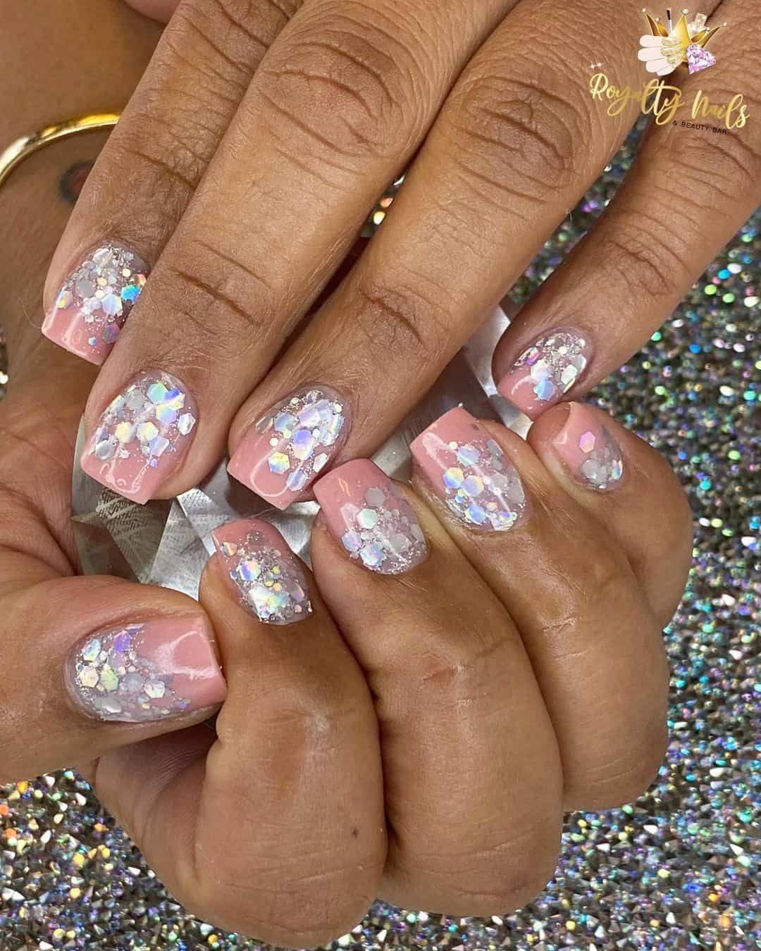 Coffin Nail Designs With Diamonds With Glitter
