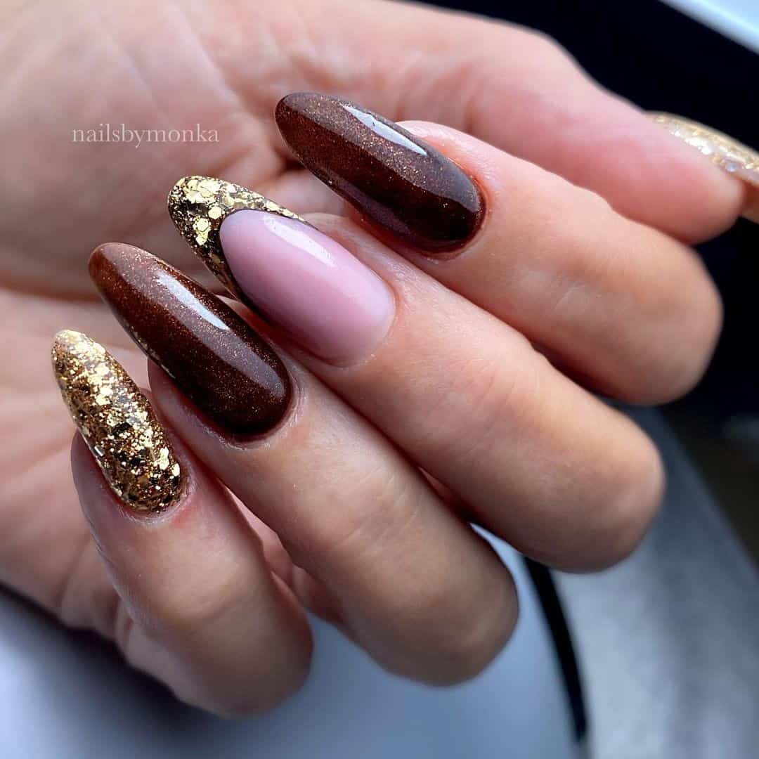 Elegant Almond Burgundy Nails 