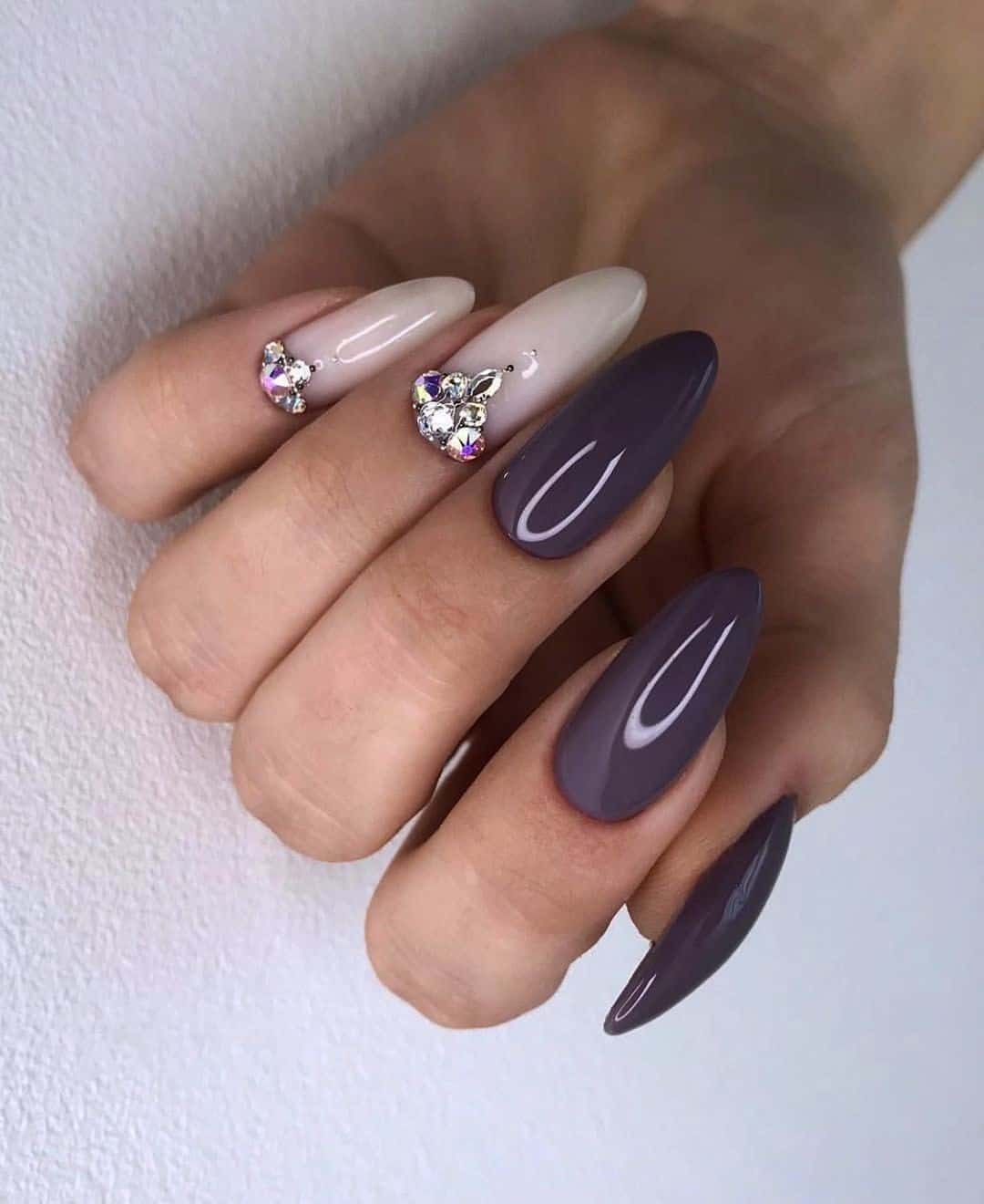 Fall Inspired Nail Designs With Diamonds