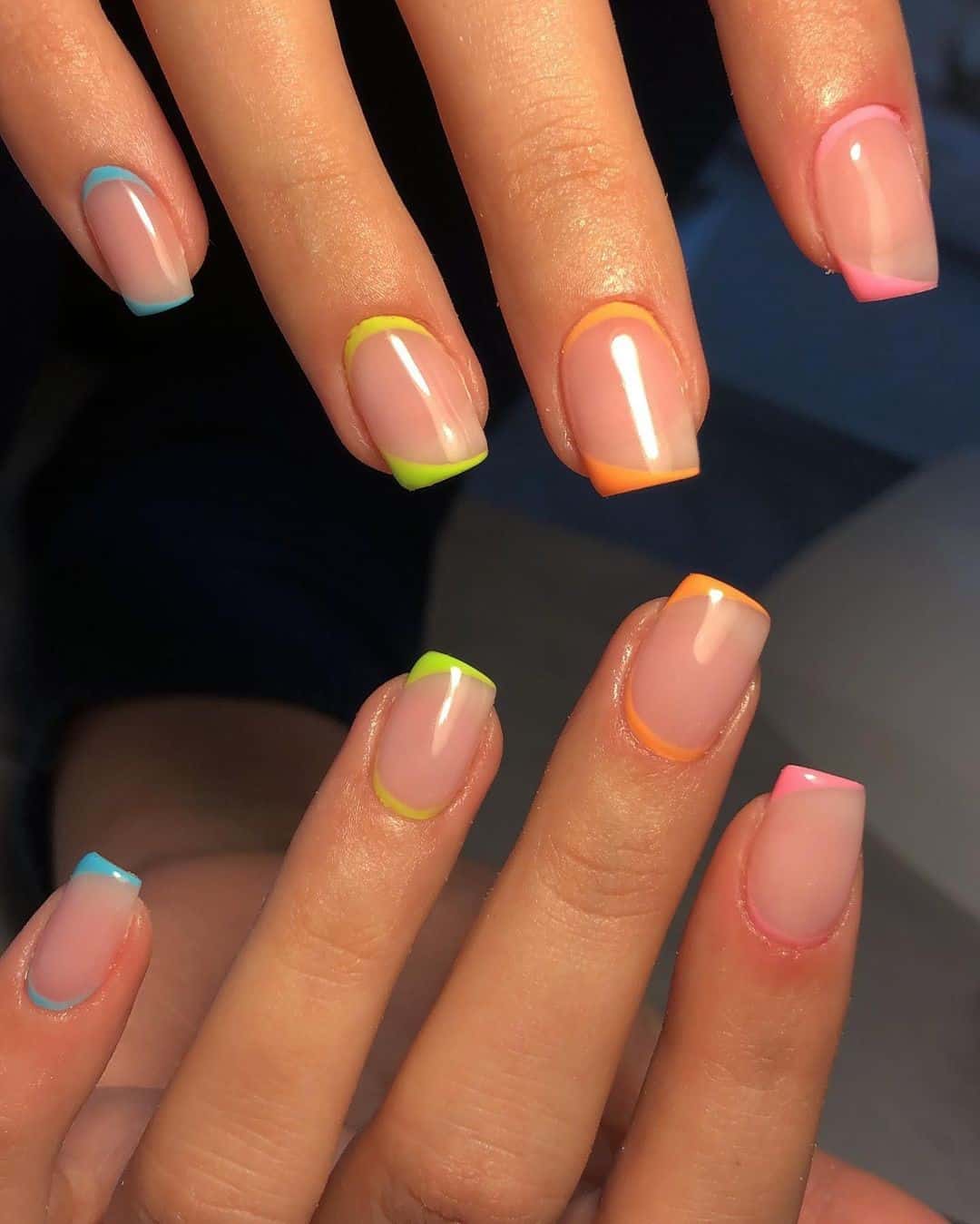 Top 30 Beautiful Rainbow Nail Design Ideas 2022 9 French Rainbow Nails