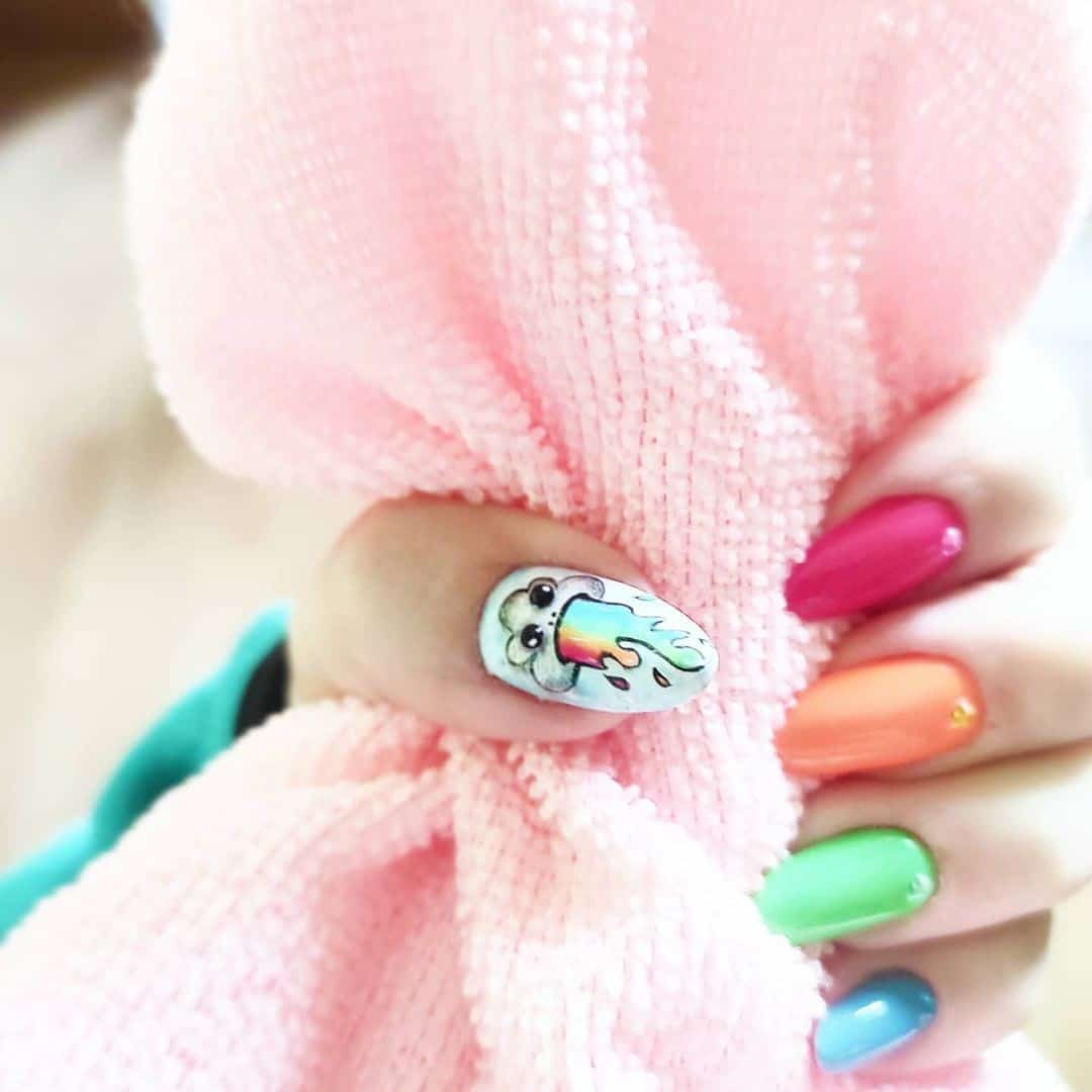 Top 30 Beautiful Rainbow Nail Design Ideas 2022 20 Fun Cartoon Rainbow Nails