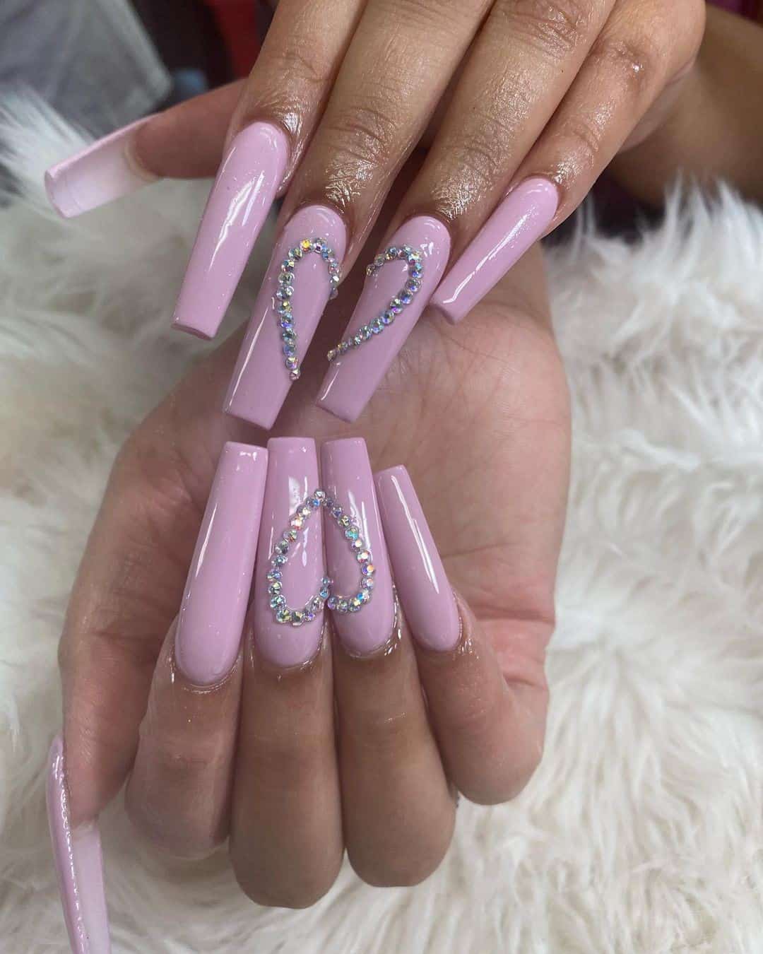 Heart Manicure Lavender Nails