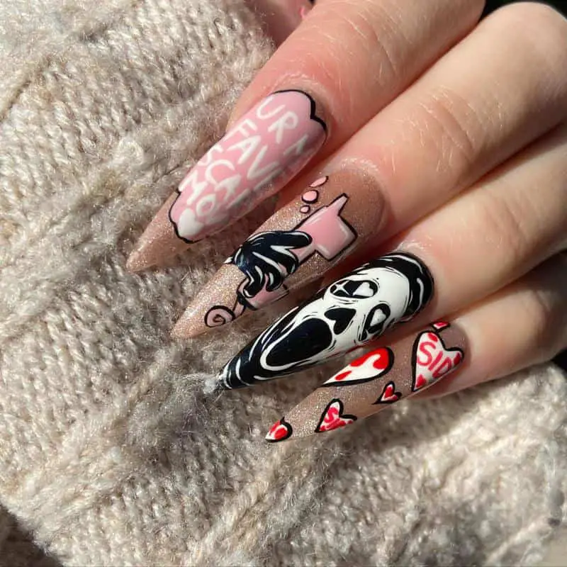 50 Heart Nail Art Ideas That Feeling Romantic 46 Horror Meets Love