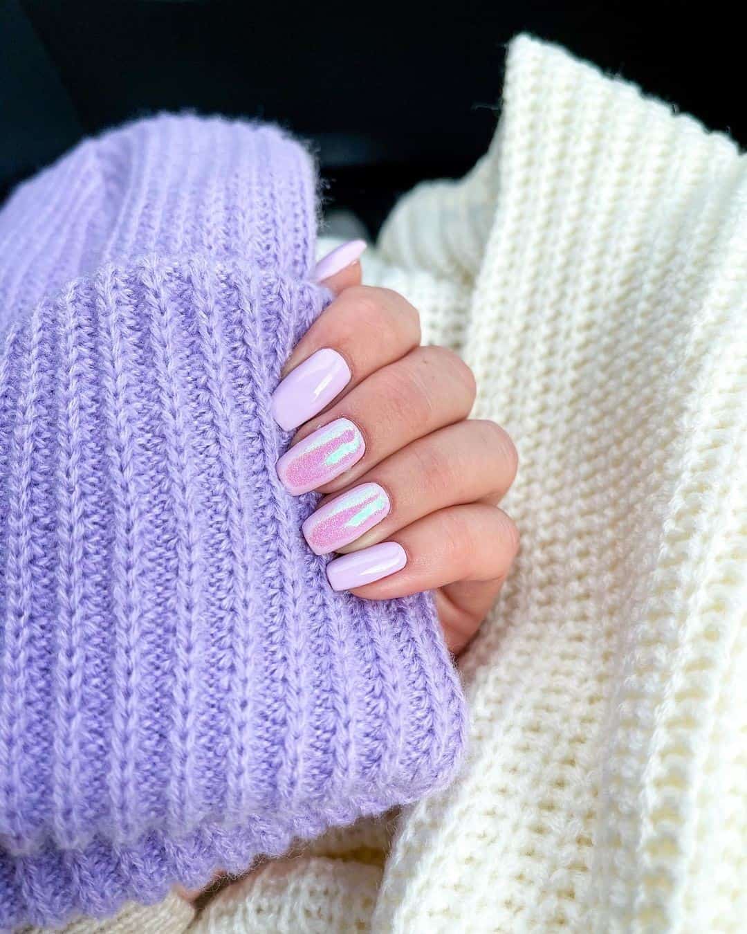 Lavender Glitter Nails