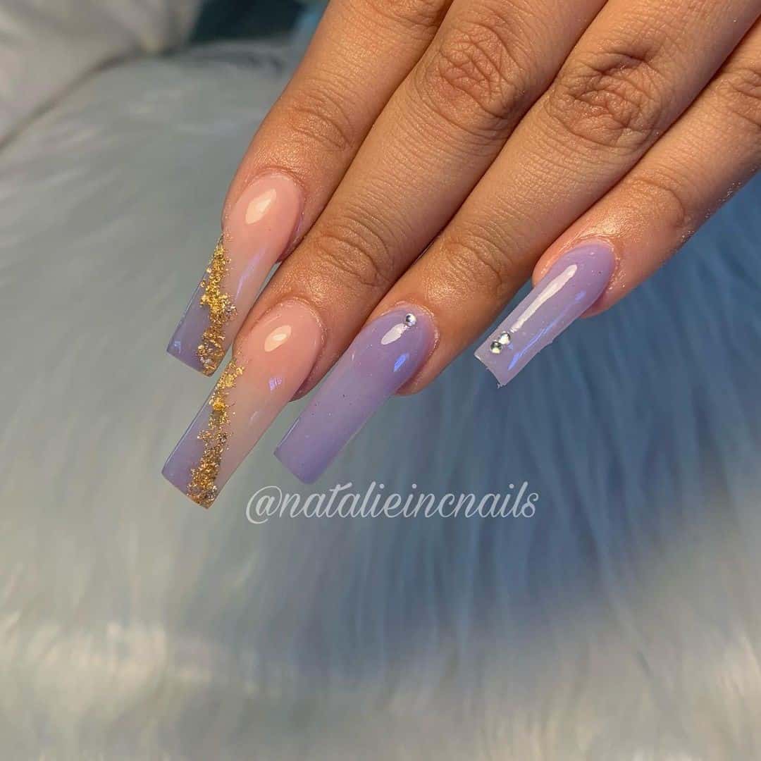 Lavender With Gold Nail Designs