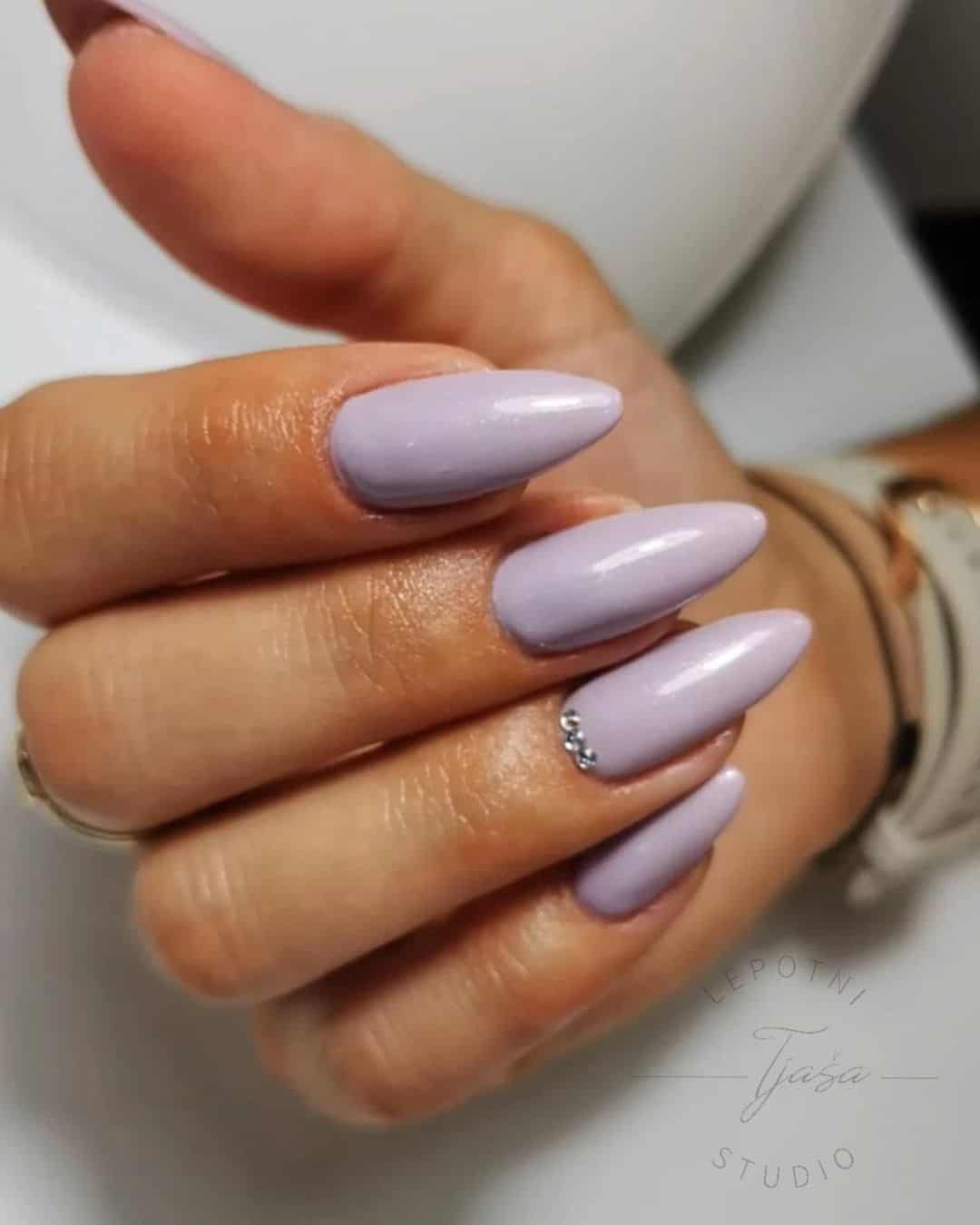Long Acrylic Lavender Nails