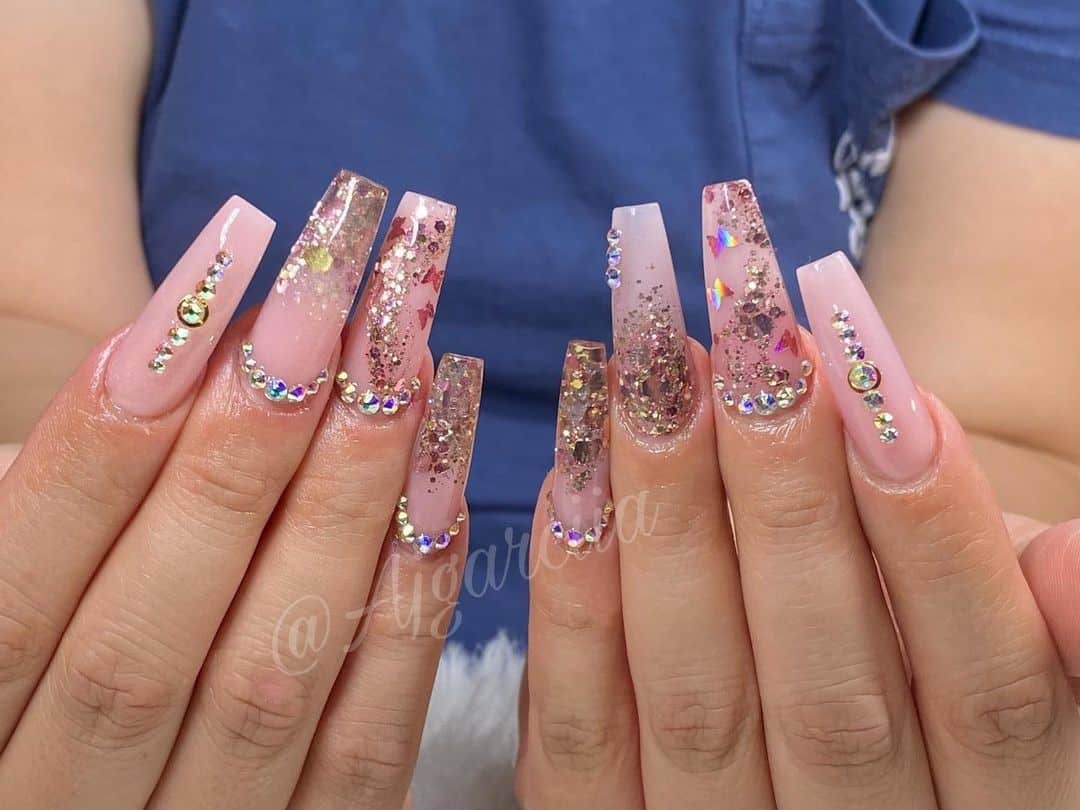 Long Acrylic Nails With Glitter 2