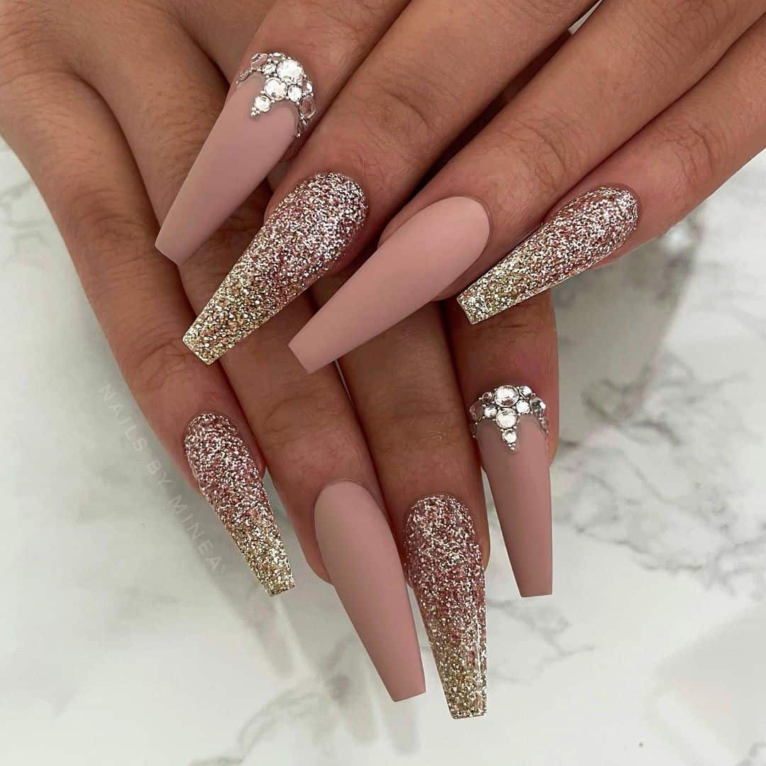 Long Acrylic Nails With Glitter