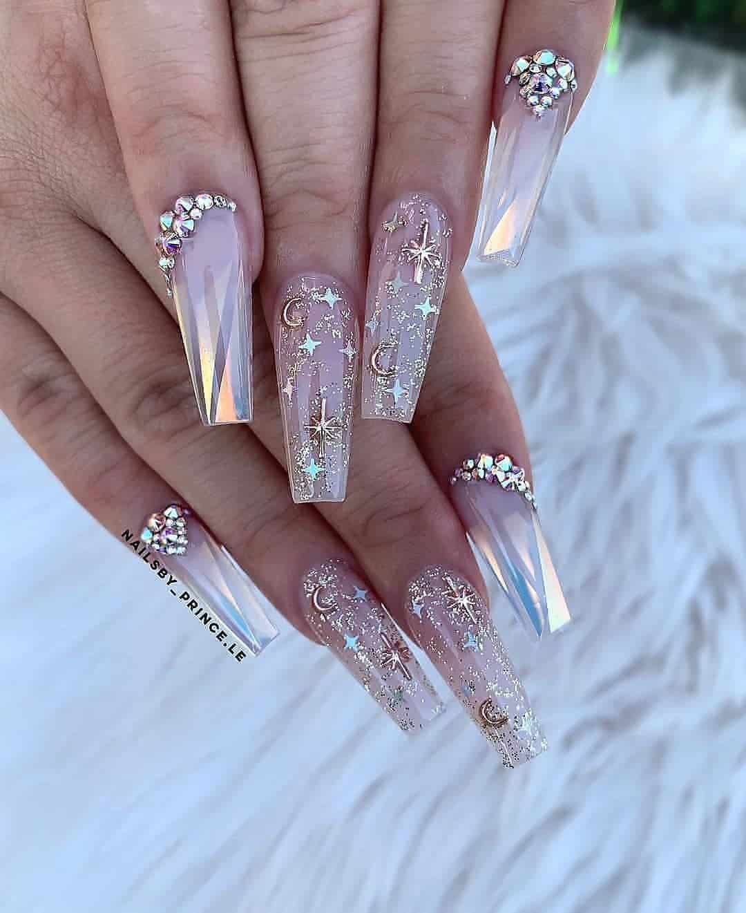 Long Coffin Acrylic Winter Nails