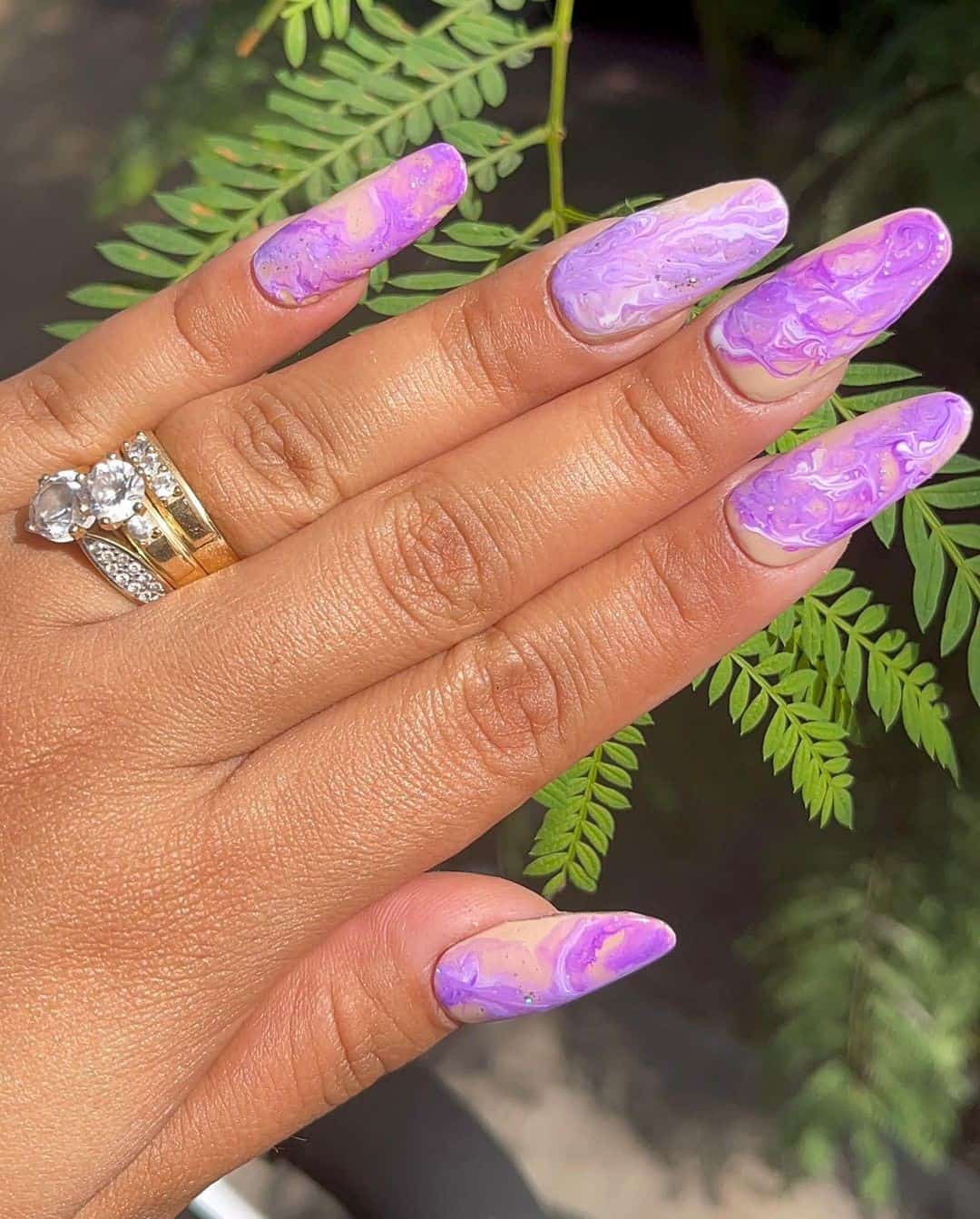 Long Cool Lavender Nail Designs