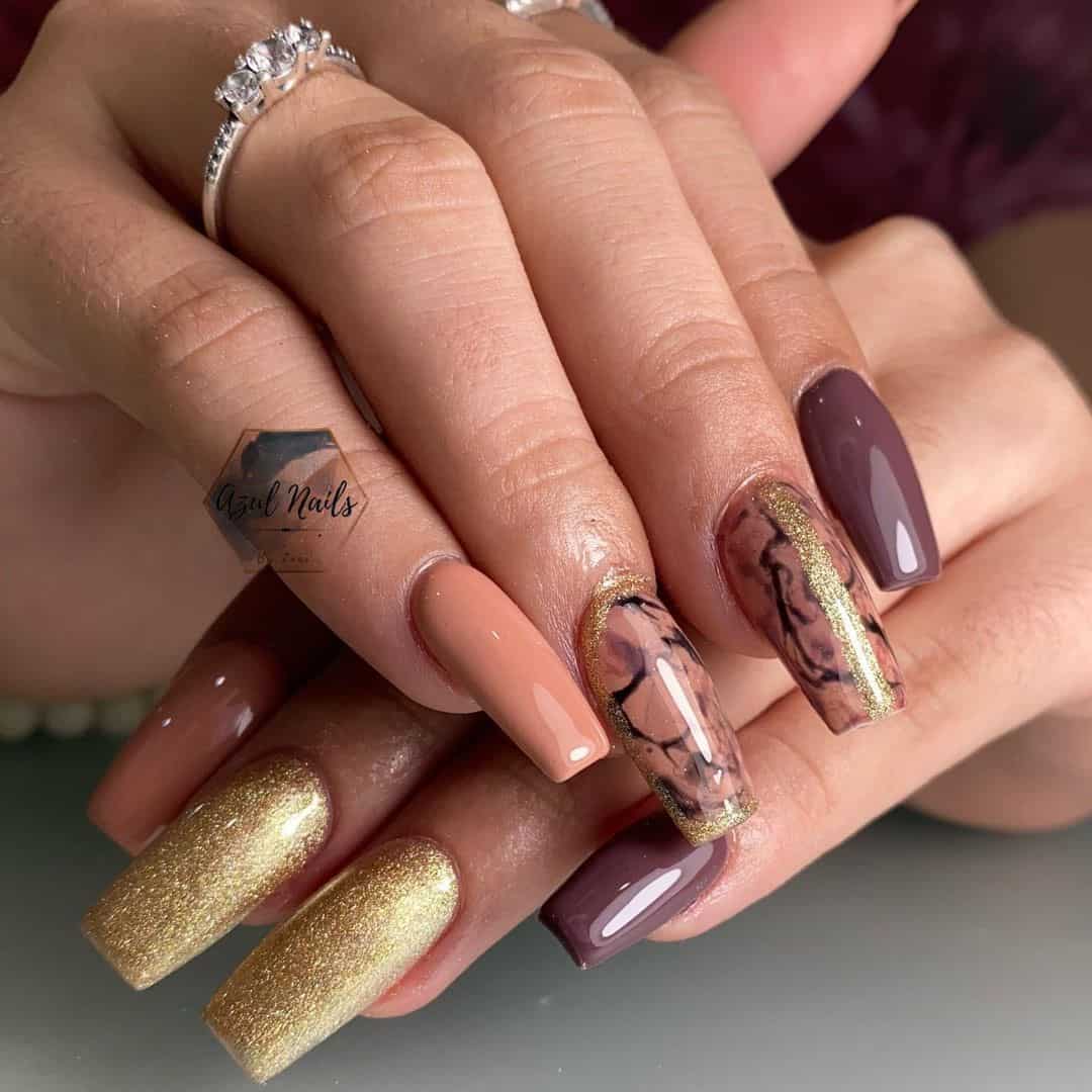 Long Fall Nail Designs Coffin