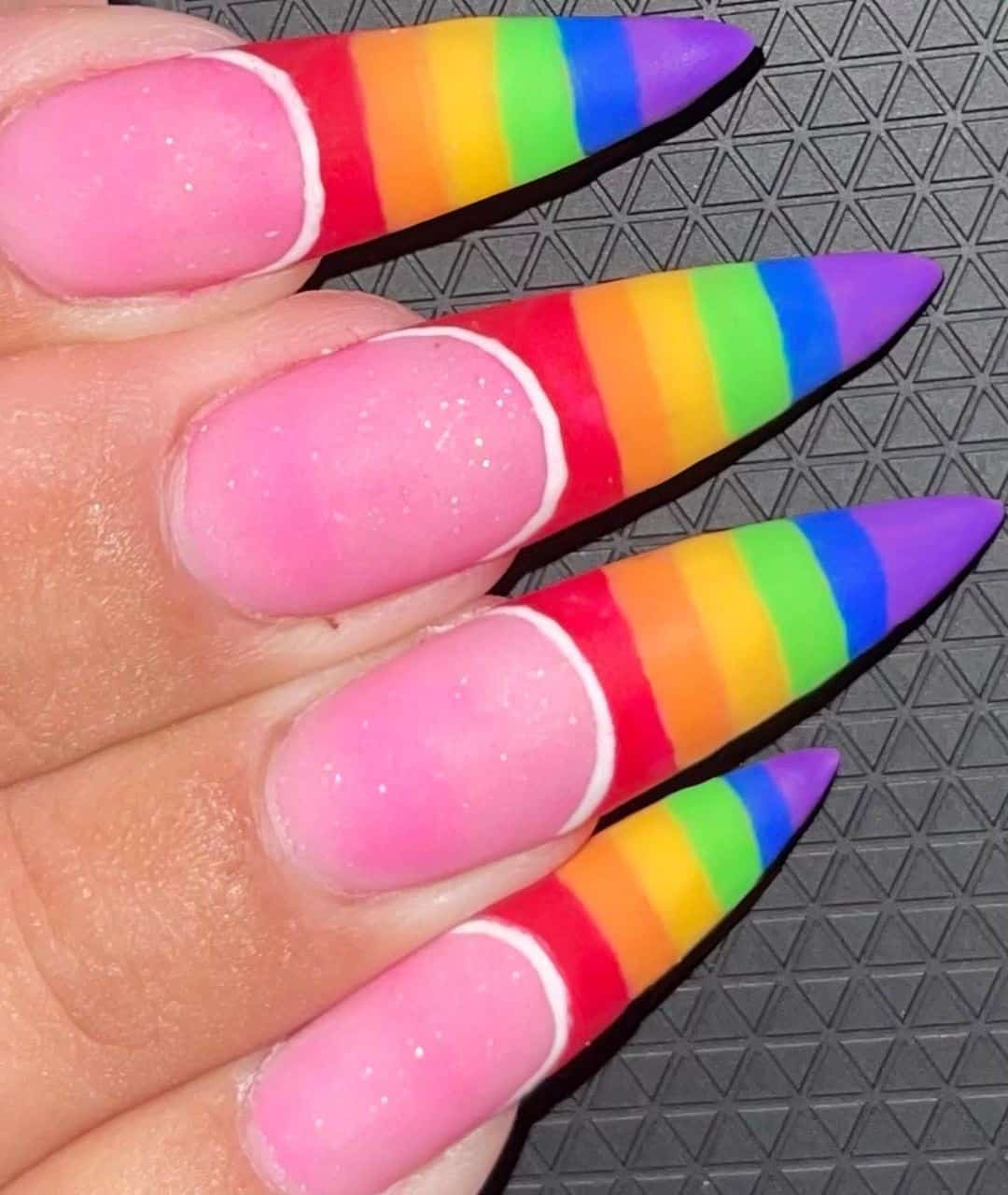 Long Retro Rainbow Manicure