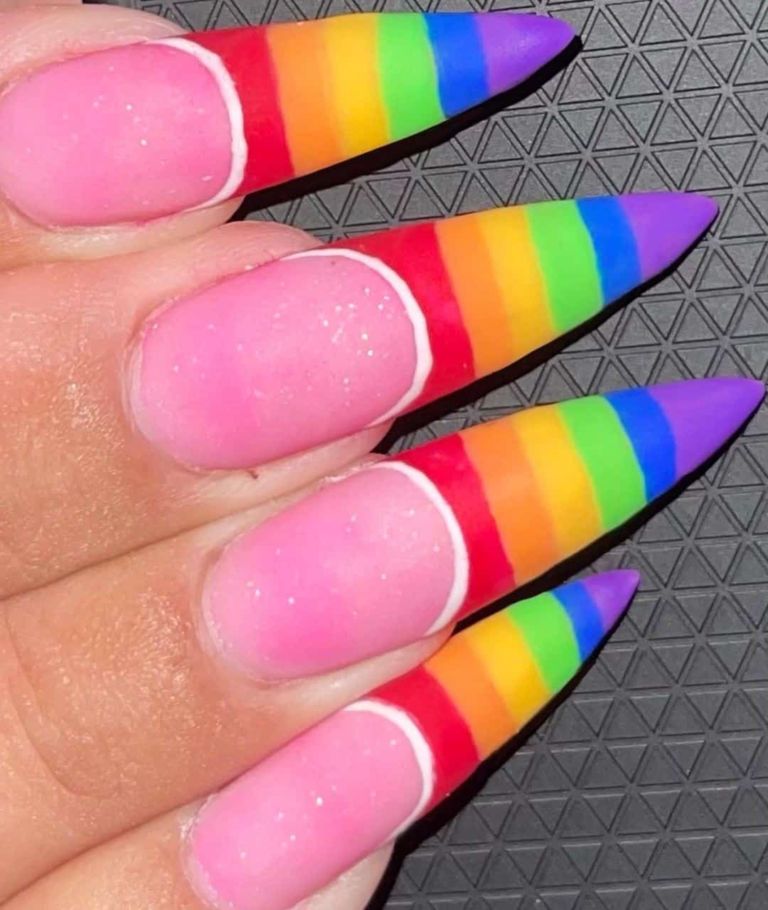 Top 30 Beautiful Rainbow Nail Design Ideas 2022 25 Long Retro Rainbow Manicure