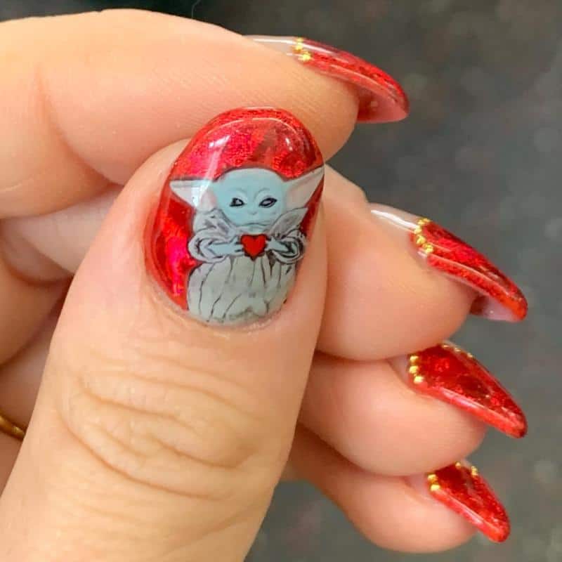 50 Heart Nail Art Ideas That Feeling Romantic 45 Love for Baby Yoda Nails