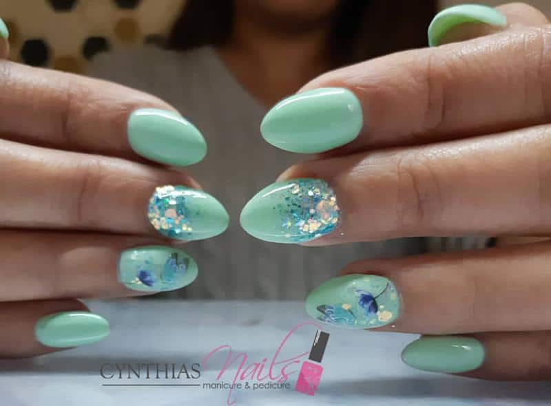 Mint Butterflies Nails