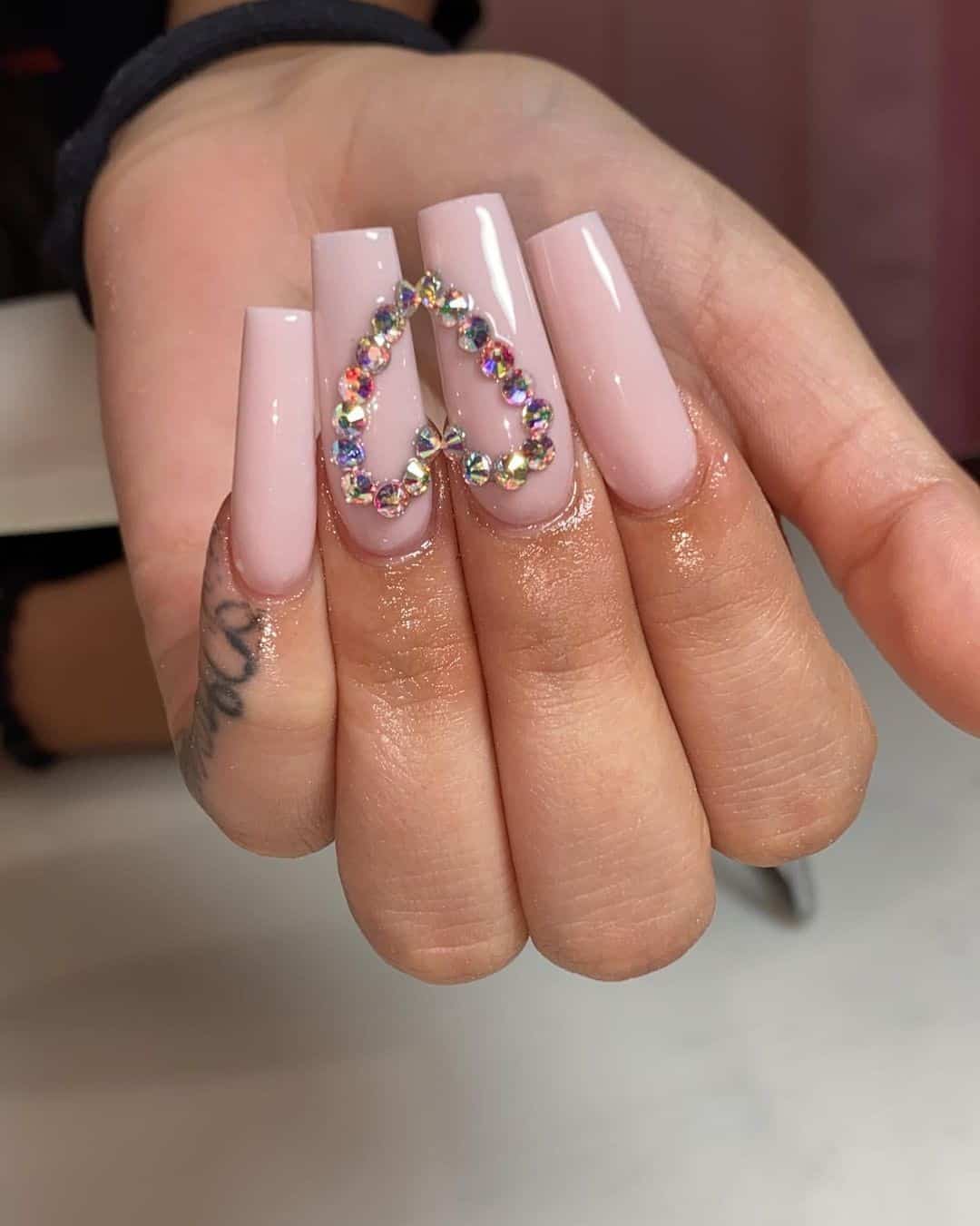 Nail Designs With Diamonds Light Pink