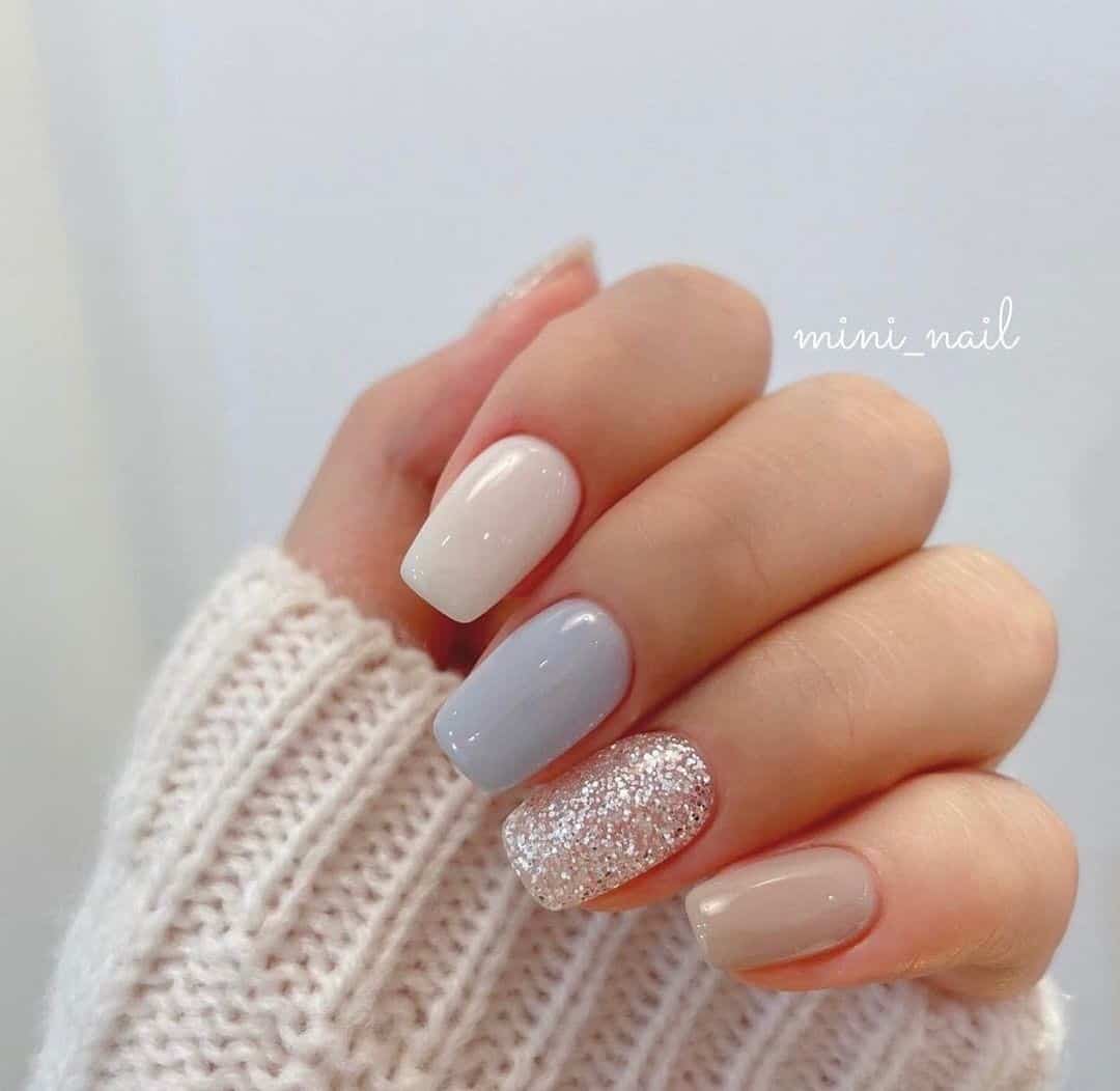 Nude Nail Designs With Diamonds Square Shape