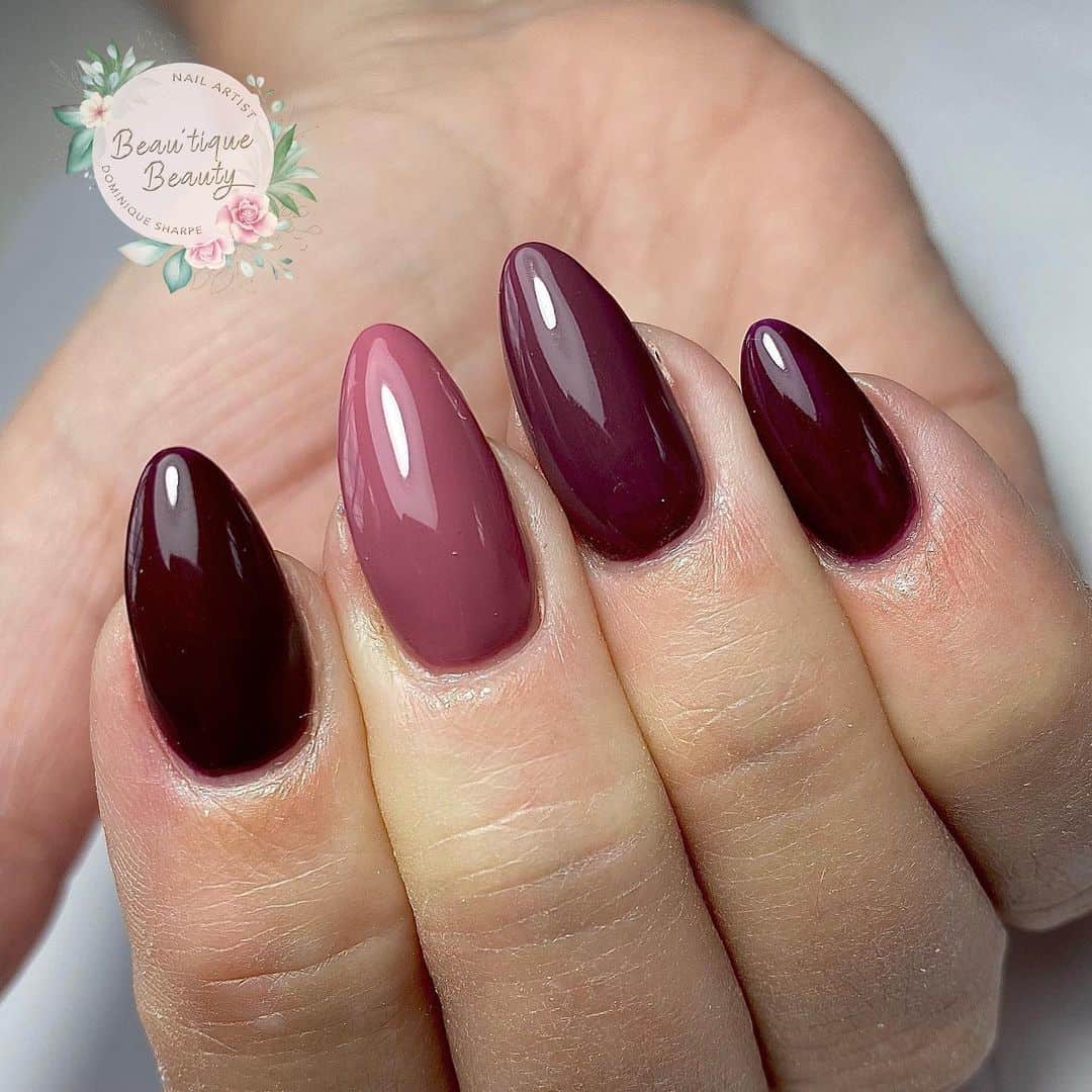 Ombre Burgundy Manicure 