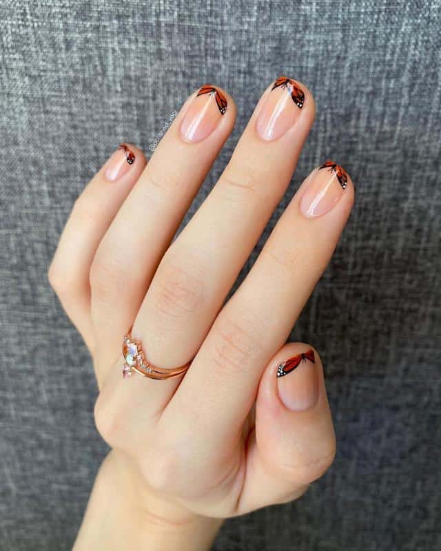 36 Butterfly Nail Designs Ideas That Will Make Your Heart Twinkle 22 Orange Butterfly Tips
