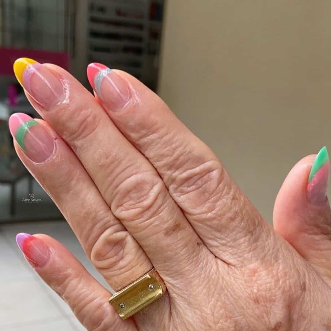 Top 30 Beautiful Rainbow Nail Design Ideas 2022 4 Oval Rainbow Manicure