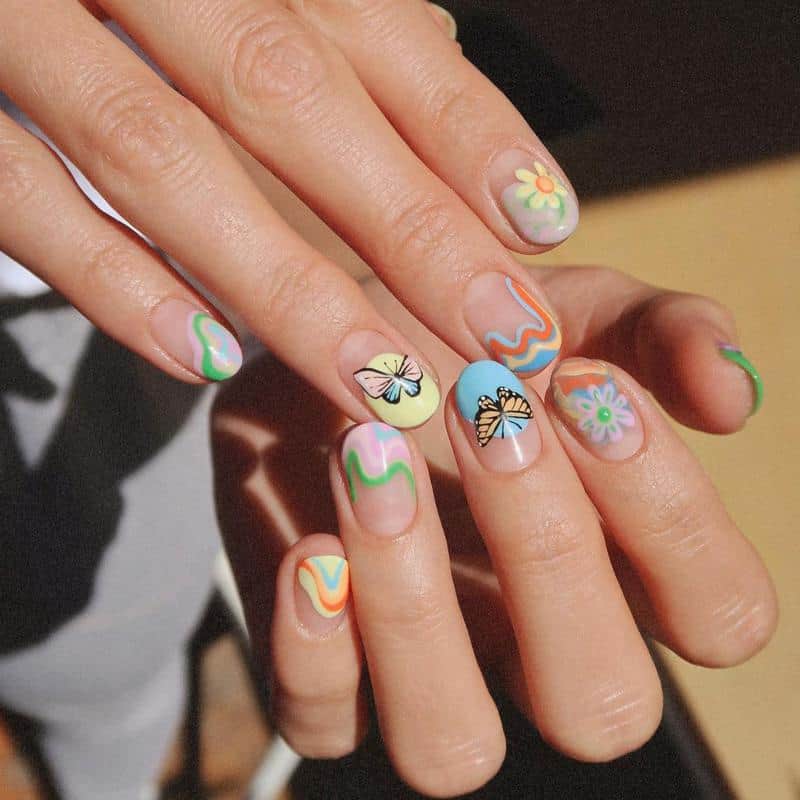 Pastel Butterfly Nails