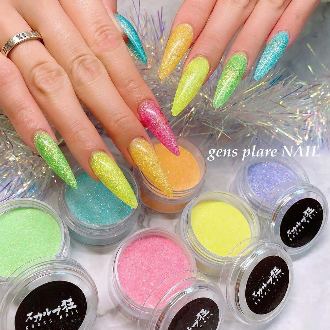 Powder Nails Rainbow Manicure