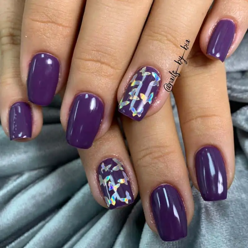 Purple Butterfly Nails