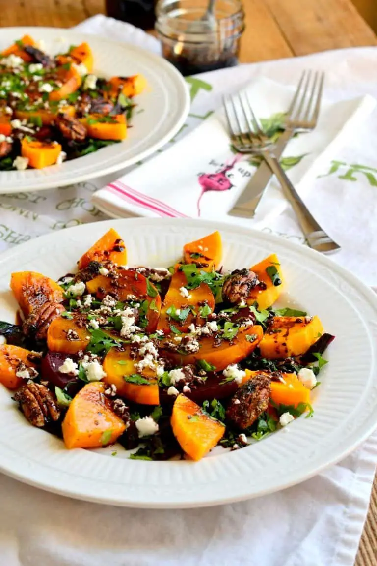 ROASTED BEET & SQUASH SALAD WITH BALSAMIC REDUCTION