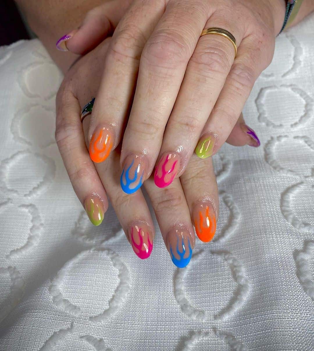 Rainbow Color Tip Nails