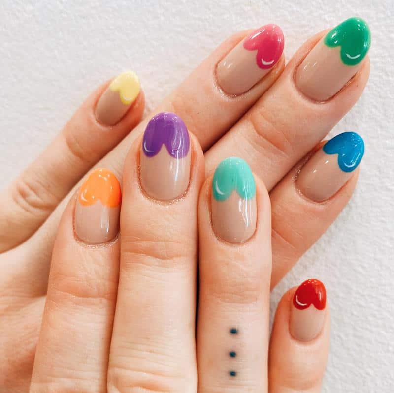 50 Heart Nail Art Ideas That Feeling Romantic 18 Rainbow Heart Tips