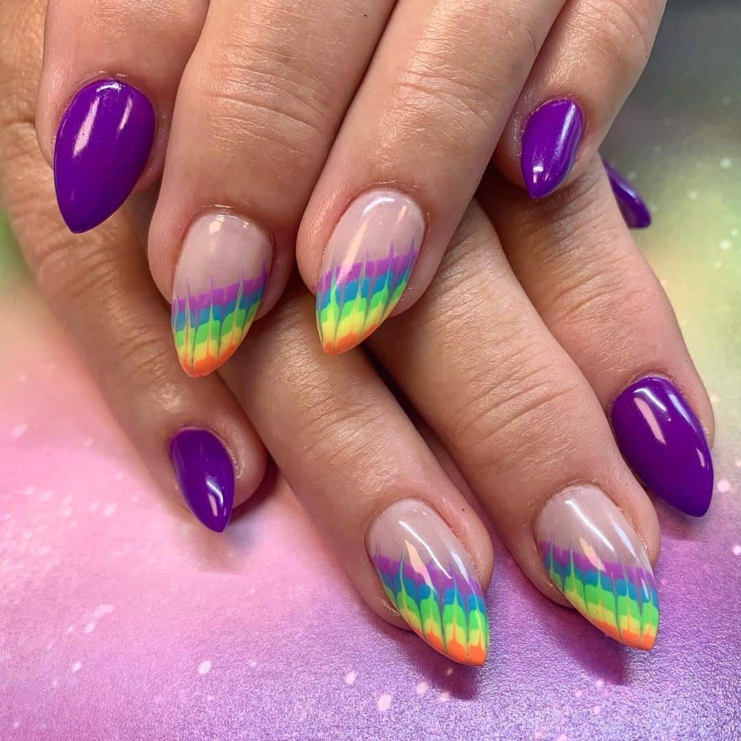 Top 30 Beautiful Rainbow Nail Design Ideas 2022 14 Rainbow Tip Nail Designs