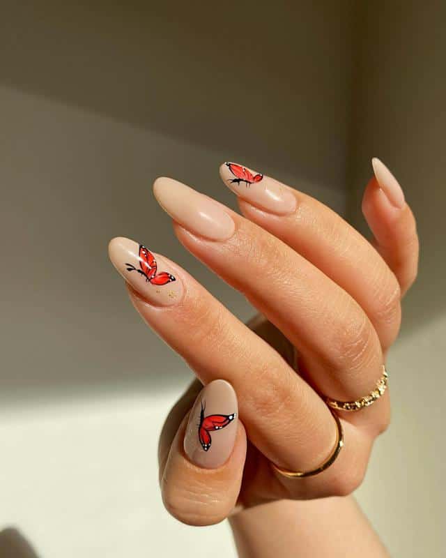 36 Butterfly Nail Designs Ideas That Will Make Your Heart Twinkle 10 Red Butterflies