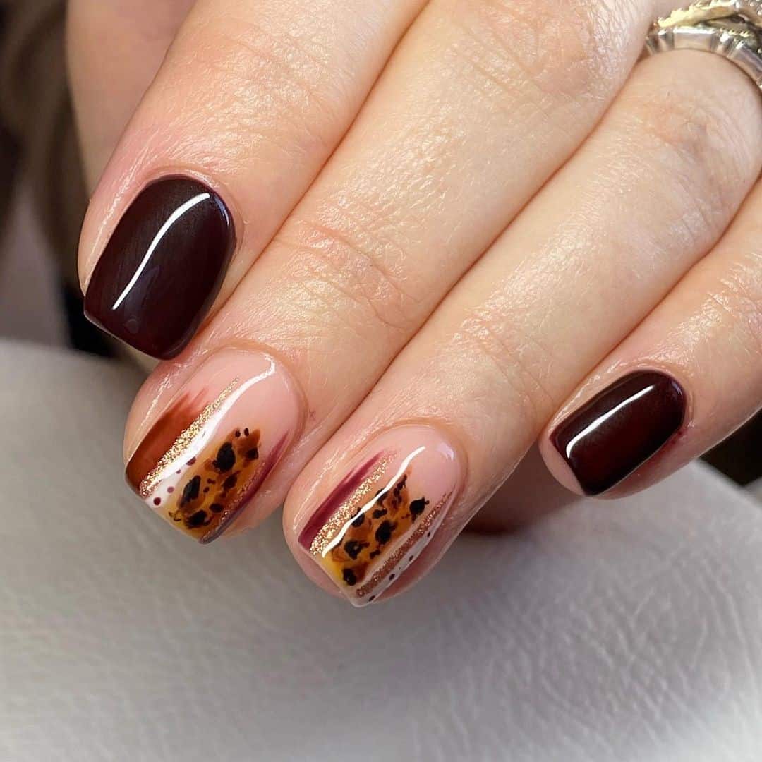 Short Brown Winter Nails