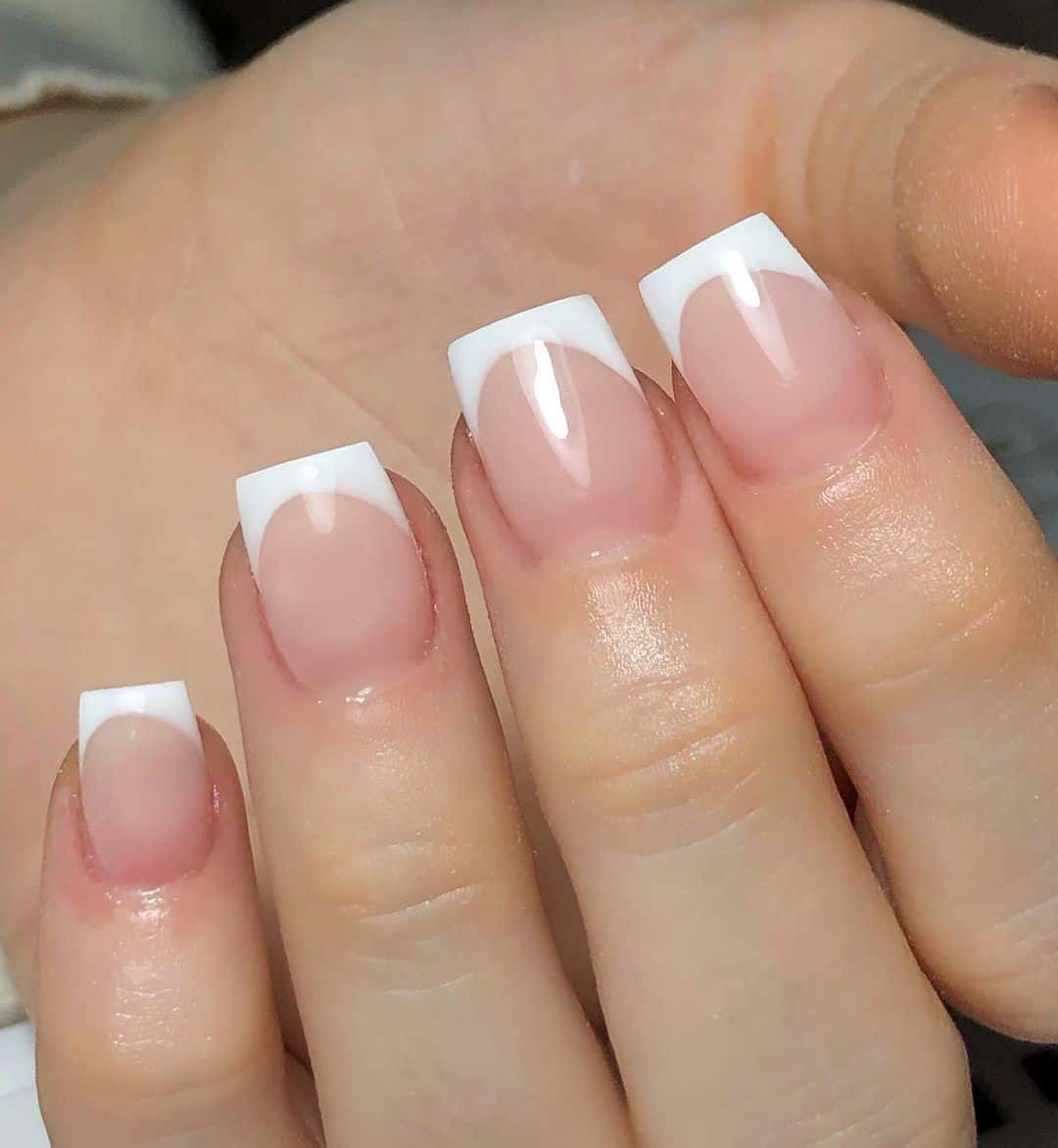 Short Feminine French Manicure Birthday Look