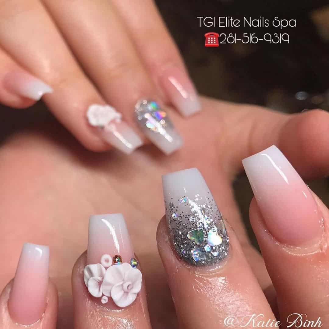Silver Nail Designs With Diamonds