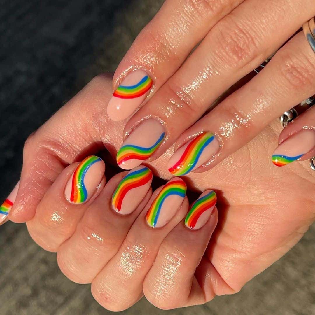 Simple Rainbow Nail Designs