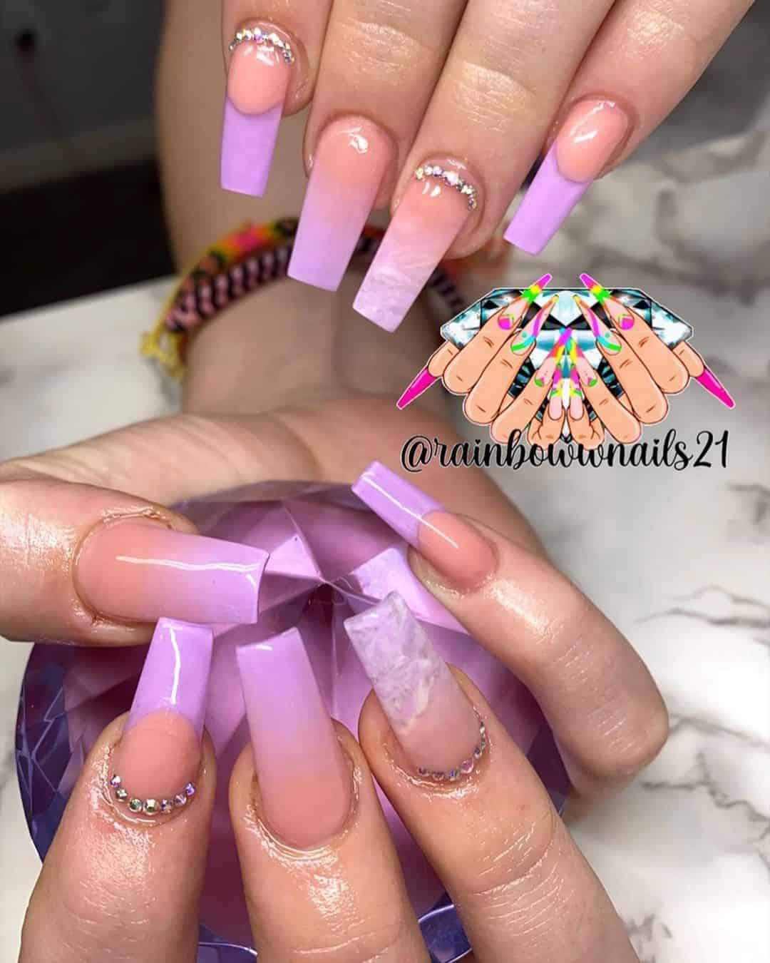 Square Manicure Lavender Nail Print