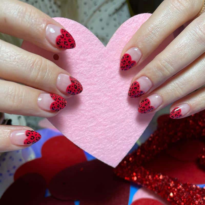 Strawberry-alike Hearts On Nails