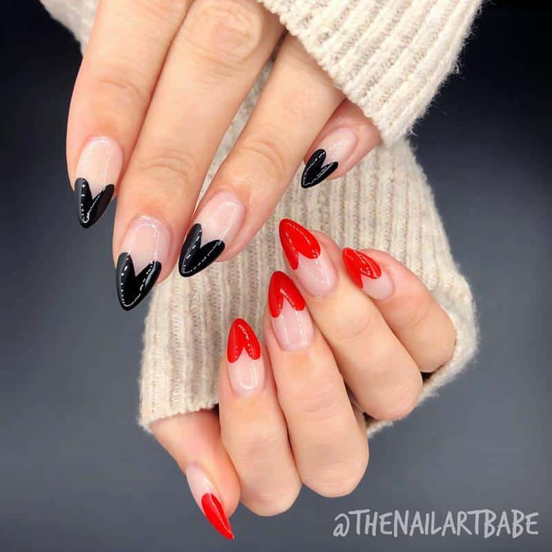 50 Heart Nail Art Ideas That Feeling Romantic 17 Two-Tone Heart Tips