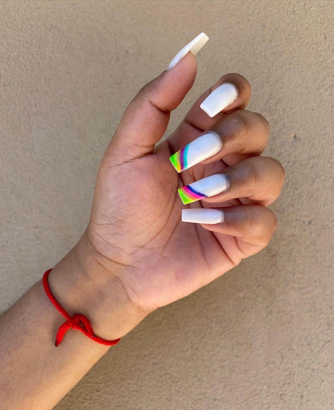 Top 30 Beautiful Rainbow Nail Design Ideas 2022 31 White Base With Rainbow Print