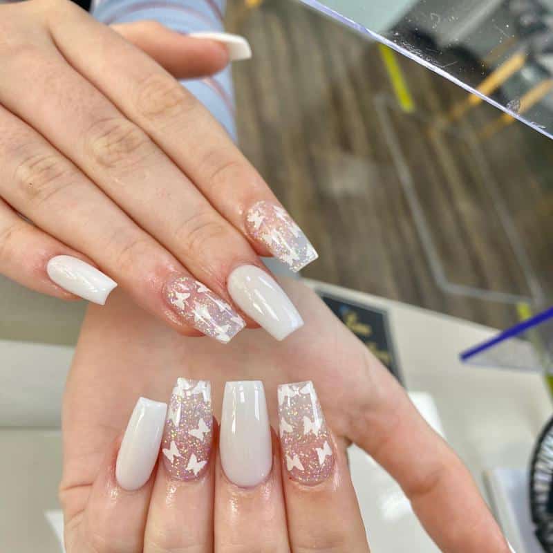 36 Butterfly Nail Designs Ideas That Will Make Your Heart Twinkle 9 White Butterfly Nails
