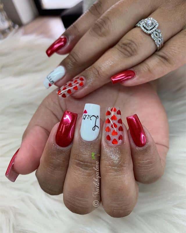 Zodiac Sign With Hearts Nail Design