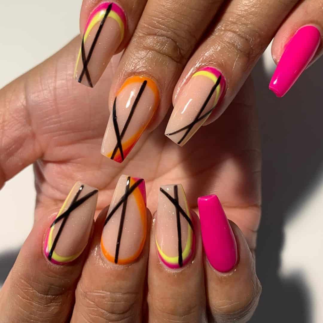 Acrylic Nails With Lines